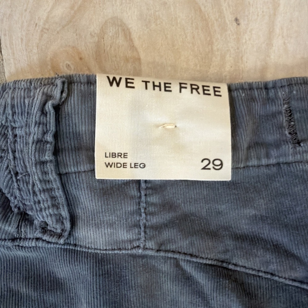 We The Free Women's Wide-Leg Corduroy Pants Light Grey High Rise Pockets Size 29 - Picture 6 of 6